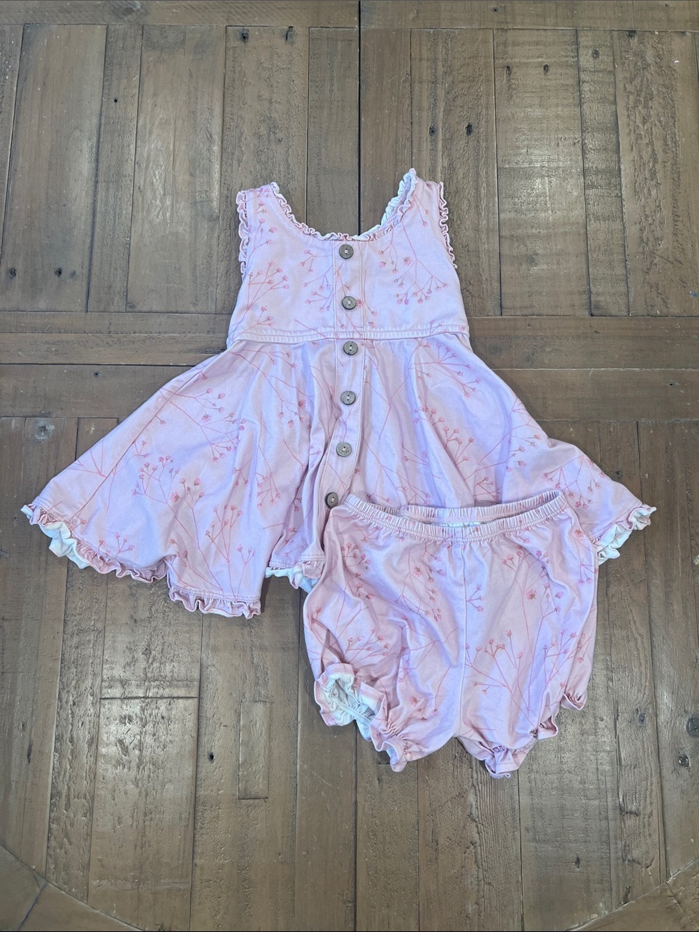 Omi Jo well dressed wolf pink blossom sleeveless top and bloomers set 24 months
